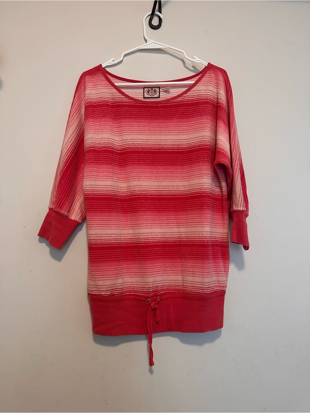 Juicy Couture Pink and Cream Striped Knit Top